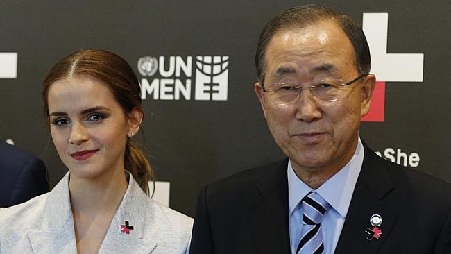 Emma Watson y Ban Ki-Moon, secretario general de la ONU