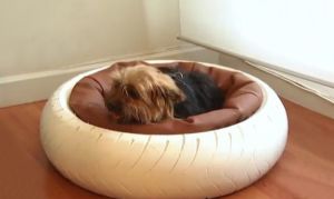 cama ecológica para mascotas con caucho reciclado