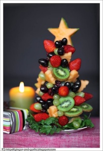 ideas navideñas para alimentos orgánicos - árbol de frutas final