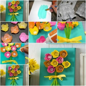 transformando cartón - flores coloridas